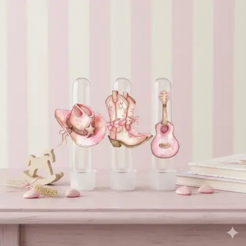 Aplique 8cm para Tubetes Boiadeira Rosa para Tubete de 13cm)
