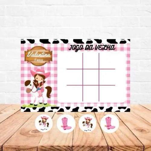 Jogo da Velha Personalizado Boiadeira Cowgirls Lembrancinha