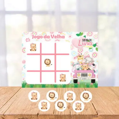 Jogo da Velha Personalizado Safari Menina Lembrancinha
