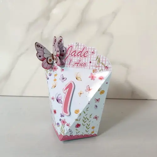 Kit 25 Caixas Jardim das Borboletas Personalizadas Luxo