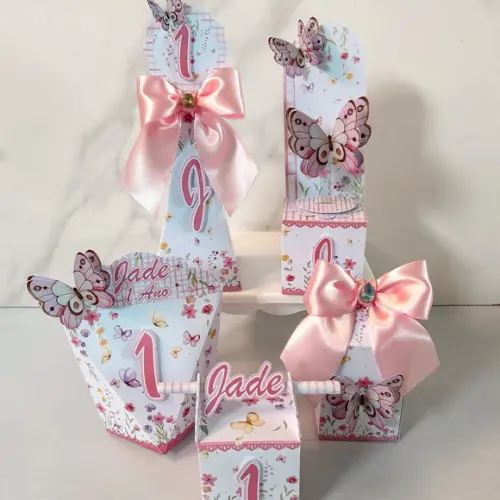 Kit 25 Caixas Jardim das Borboletas Personalizadas Luxo