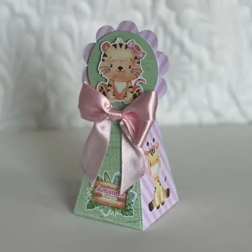 Kit 25 Caixas Personalizadas Safari Baby Aquarela Rosa