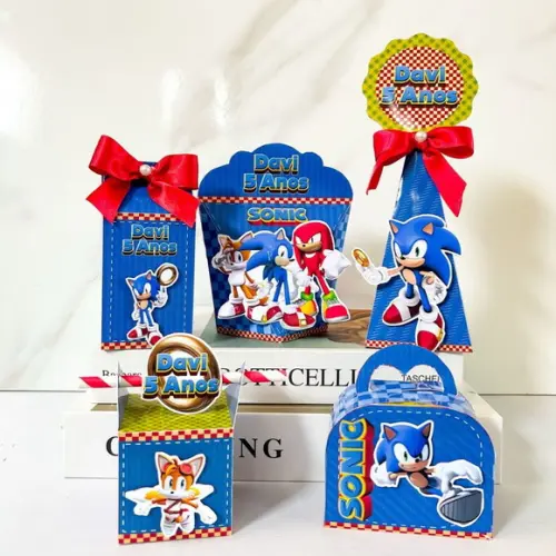 Kit 25 Caixas Personalizadas Sonic