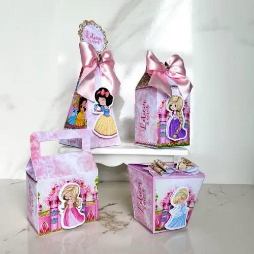 Kit 40 Caixas Lembrancinha Personalizada Princesas Cute Luxo