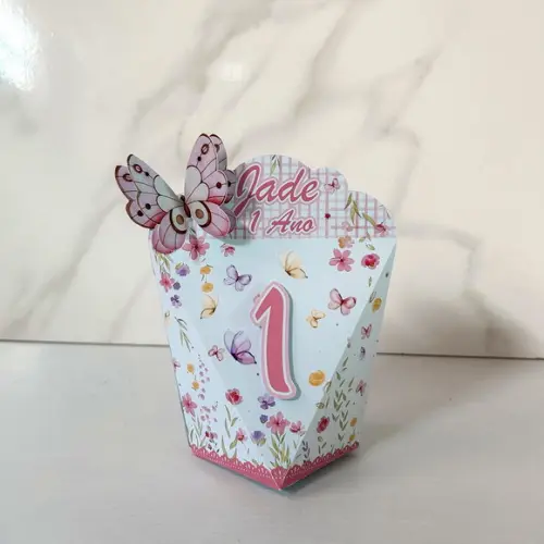 Kit 50 Caixas Personalizadas Jardim das Borboletas Luxo