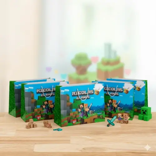 Sacolinha G Personalizada Minecraft Lembrancinhas