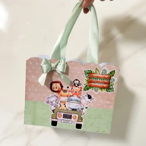 Sacolinha Personalizada Safari Baby Aquarela Menino