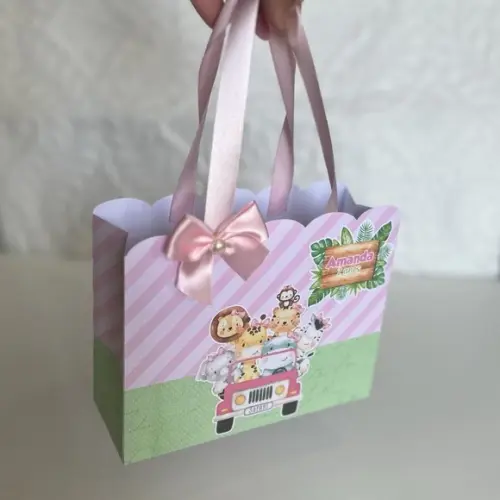 Sacolinha Personalizada Safari Baby Aquarela Menina