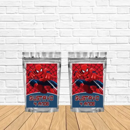 Saquinho Metalizado m 12x20 Homem Aranha Lembrancinha