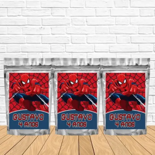 Saquinho Metalizado m 12x20 Homem Aranha Lembrancinha