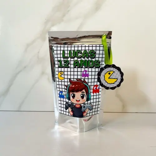 Saquinho Metalizado Personalizado Video Game Gamer Menino m