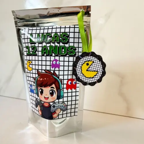 Saquinho Metalizado Personalizado Video Game Gamer Menino m