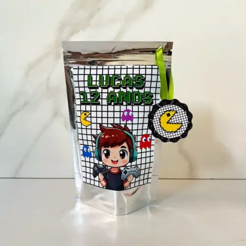 Saquinho Metalizado Personalizado Video Game Gamer Menino m