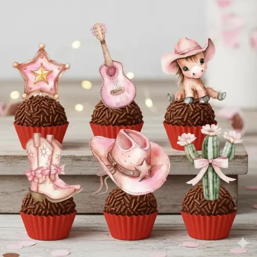 Topper Docinho Boiadeira Rosa - 4cm