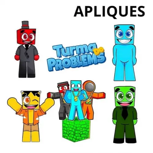 Aplique 8cm para Tubetes Turma do Problems p/ Tubete de 13cm