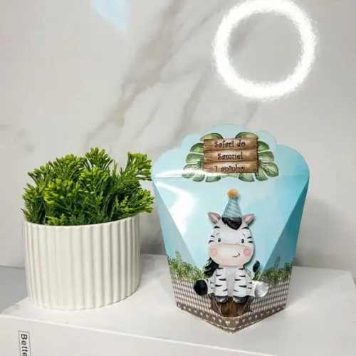 Caixa Coração 3d Safari Baby Aquarela Menino