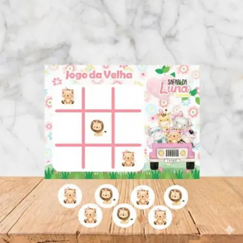 Jogo da Velha Personalizado Safari Menina Lembrancinha