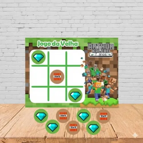 Jogo da Velha Personalizado Minecraft Lembrancinha
