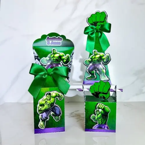 Kit 20 Caixas Lembrancinha Personalizada Hulk Semi Luxo