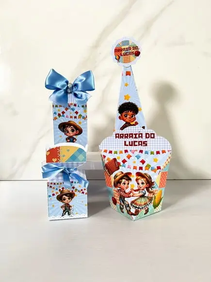 Kit 20 Personalizados Festa Junina Arraial Charraiá Menino