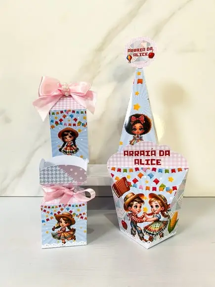 Kit 20 Personalizados Festa Junina Arraial Charraiá Menina