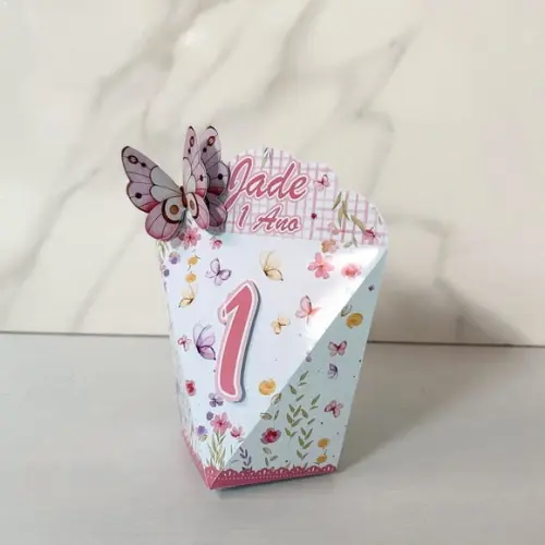 Kit 25 Caixas Jardim das Borboletas Personalizadas Luxo