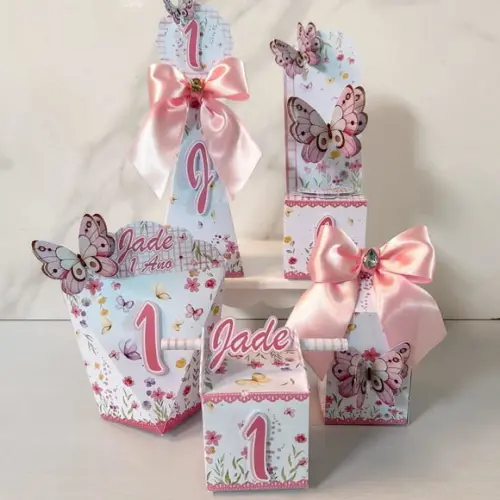 Kit 25 Caixas Jardim das Borboletas Personalizadas Luxo