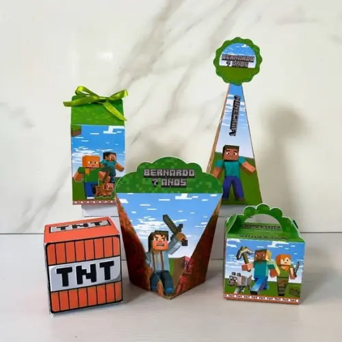 Kit 25 Caixas Personalizadas Minecraft Básicas