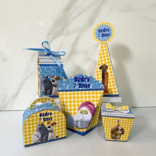Kit 25 Caixas Personalizadas Pets a Vida Secreta dos Bichos