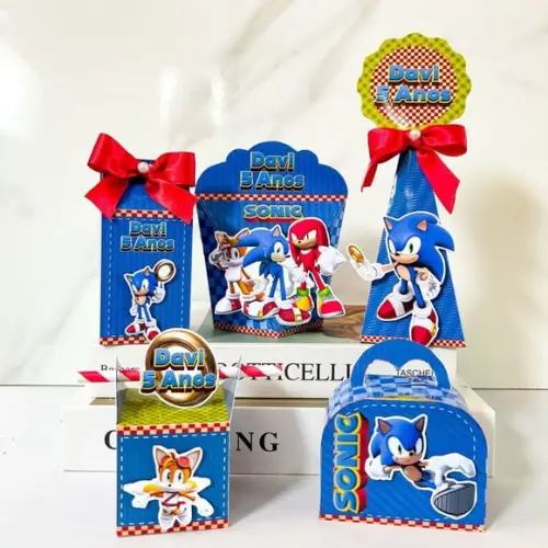 Kit 25 Caixas Personalizadas Sonic