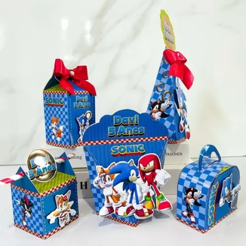 Kit 25 Caixas Personalizadas Sonic