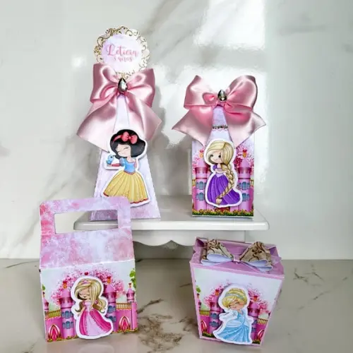 Kit 40 Caixas Lembrancinha Personalizada Princesas Cute Luxo
