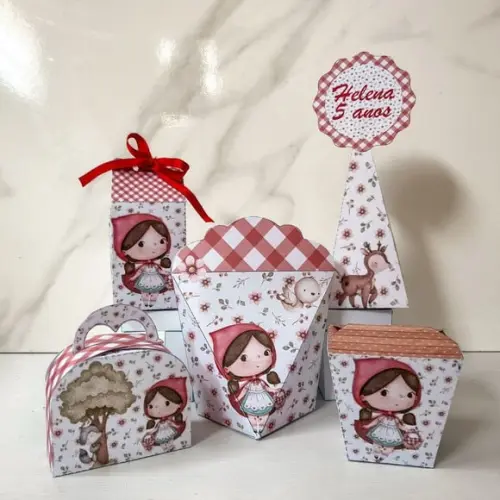 Kit 50 Caixas Personalizadas Chapeuzinho Vermelho Básicas