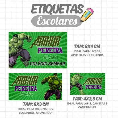 Kit Etiquetas Escolares 88 Unidades Masculinas