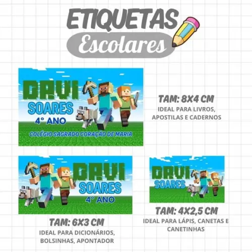 Kit Etiquetas Escolares 88 Unidades Masculinas