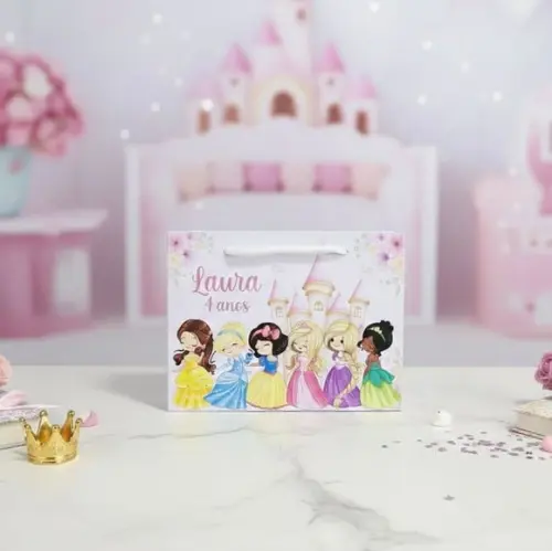 Sacolinha G Personalizada Princesas Cute Lembrancinhas