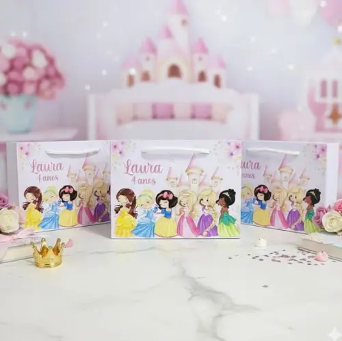 Sacolinha G Personalizada Princesas Cute Lembrancinhas