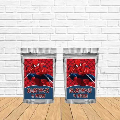 Saquinho Metalizado m 12x20 Homem Aranha Lembrancinha