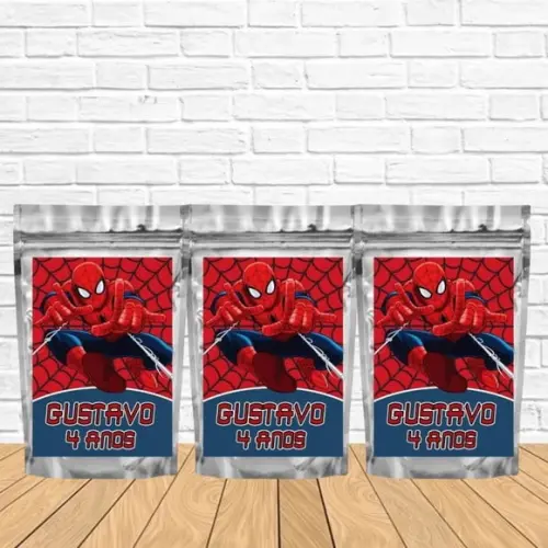 Saquinho Metalizado m 12x20 Homem Aranha Lembrancinha