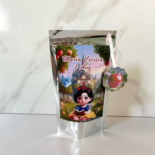 Saquinho Metalizado Personalizado Branca de Neve Baby m