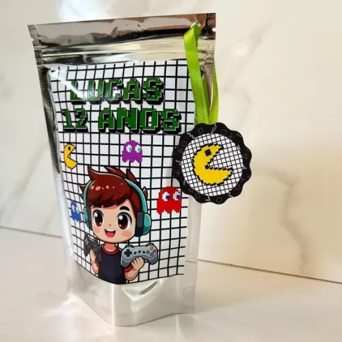 Saquinho Metalizado Personalizado Video Game Gamer Menino m
