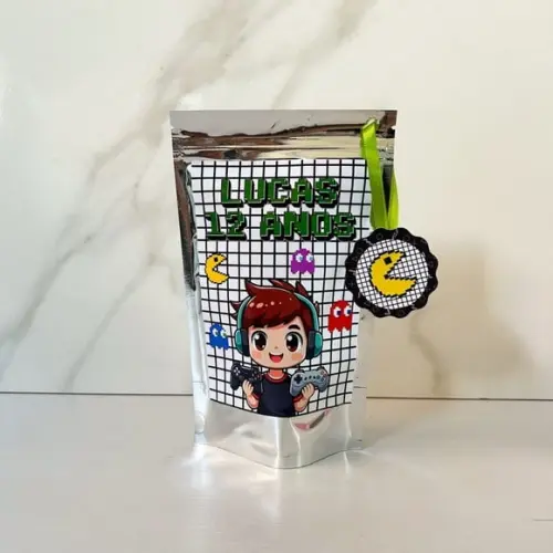 Saquinho Metalizado Personalizado Video Game Gamer Menino m