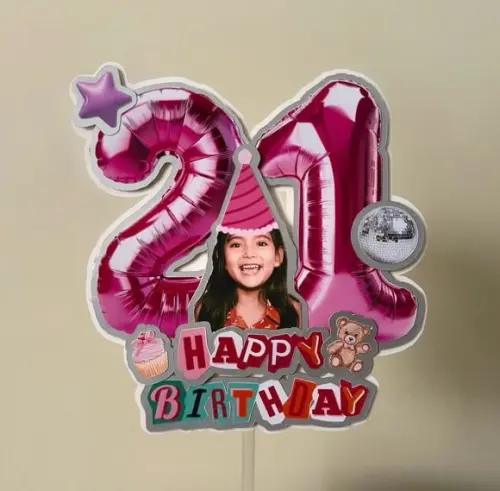 Topo de Bolo Balão Metalizado Personalizado Foto Anos 2000