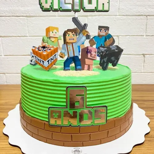 Topo Luxo de Bolo Minecraft Personalizado para Festa