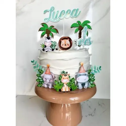 Topo Luxo de Bolo Safari Menino Personalizado para Festa
