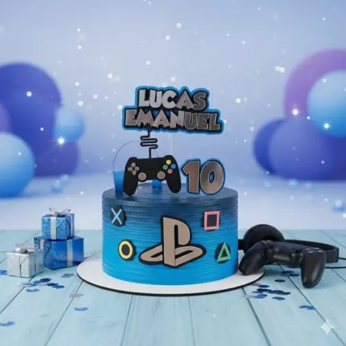 Topo Luxo de Bolo Vídeo Game Personalizado para Festa