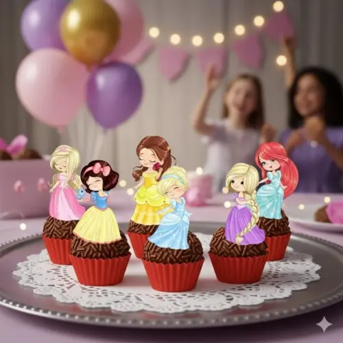 Topper Docinho Princesas Cute - 4cm
