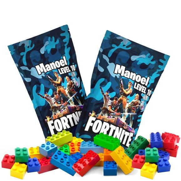Blocos de Montar Fortnite no Saquinho Metalizado Zip Lock