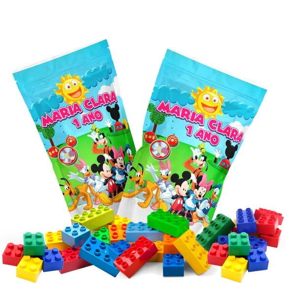 Blocos de Montar Turma do Mickey no Saquinho Metalizado