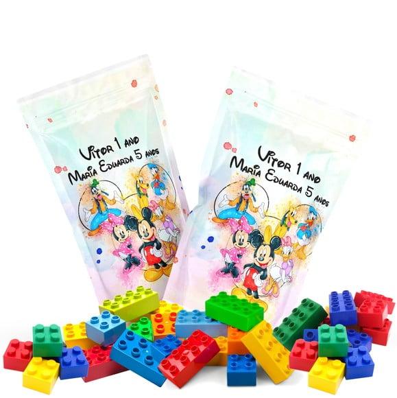 Blocos de Montar Turma do Mickey no Saquinho Metalizado